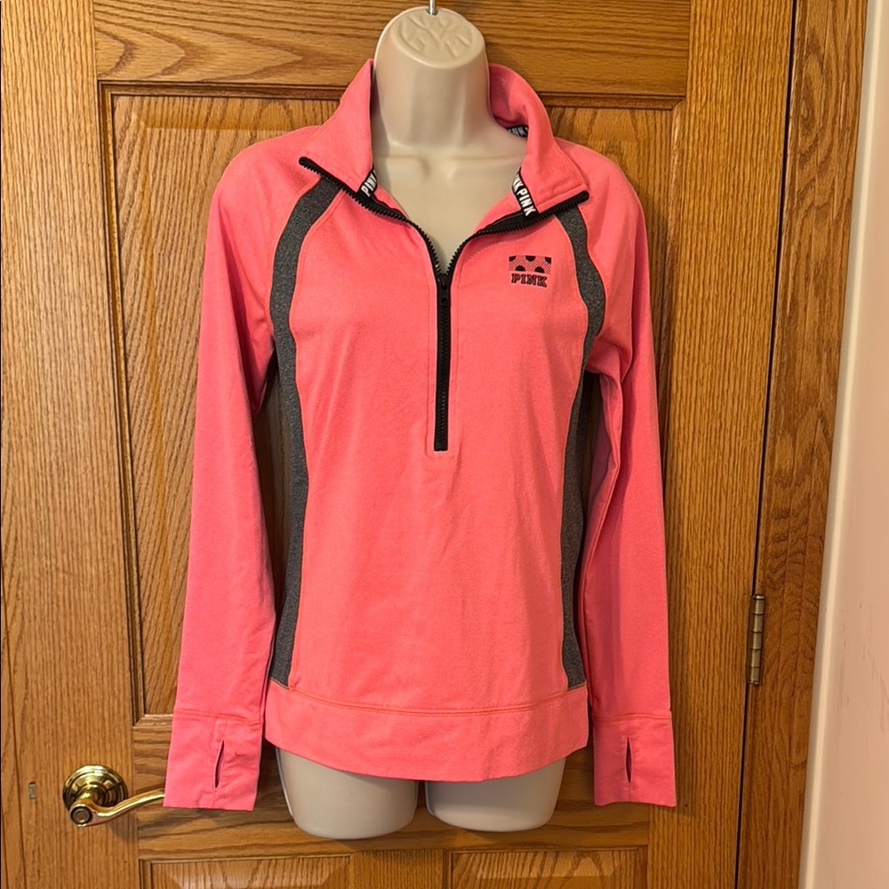 PINK Victoria's Secret Coral Quarter-Zip Sweatshirt